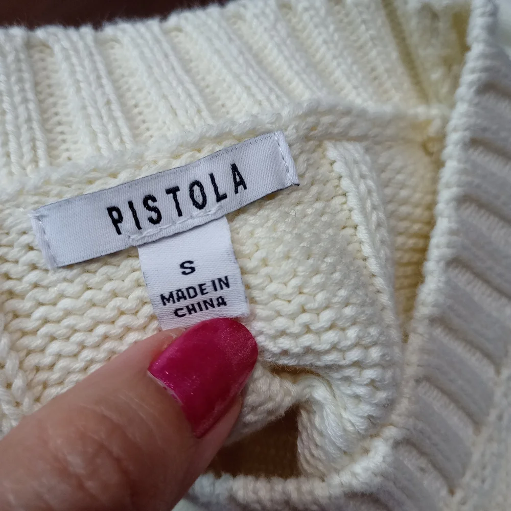 Pistola Eva Crew Neck Cable Knit Sweater